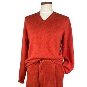 Lands’End Direct Merchant Cashmere V Neck Sweater Orange Sz 6/8